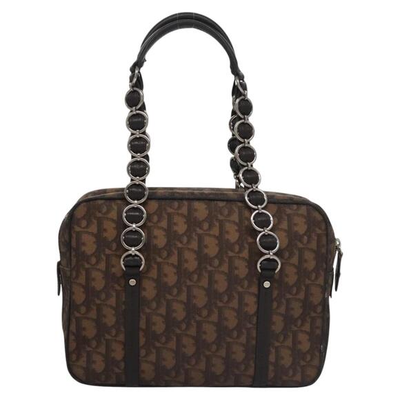 DIOR Romantic Trotter Canvas Shoulder Bag Pvc Brown - Picture 3 of 13
